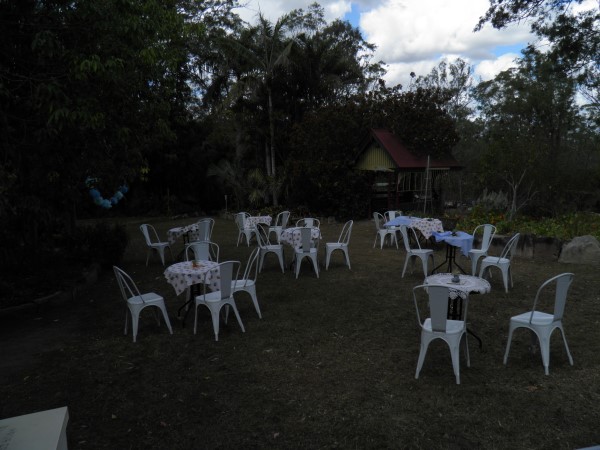 Cafe table and chairs on Main Lawn